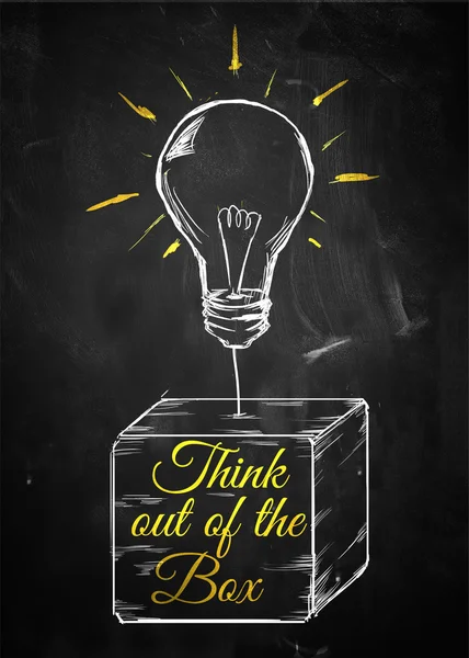 Think out of box sketch bulb — Stock Photo, Image