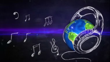 dünya müzik notu blackboard animasyon döngüsü