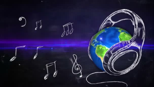 Earth Musical Note Tafel Looping Animation — Stockvideo