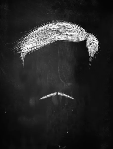 头发和黑板上的薄薄小胡子 — 图库照片