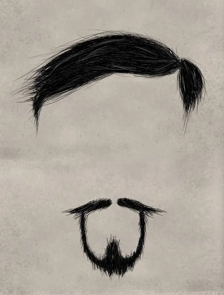 Борода, волосы и тонкие усы — стоковое фото