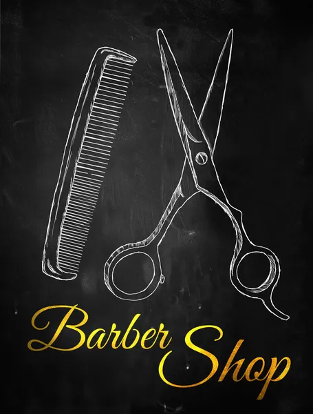 Barbearia Tesoura pente — Fotografia de Stock