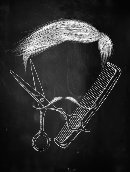 Cabelo Tesoura pente bigode — Fotografia de Stock