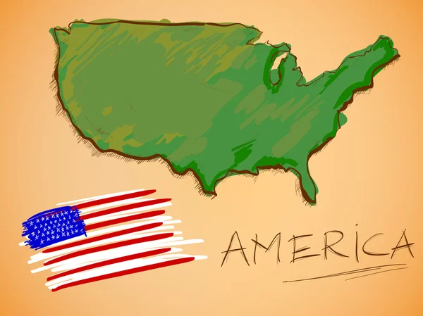 America Map and National Flag — Stock Vector