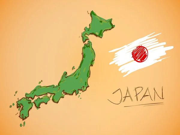 Карта Японии и национальный флаг — стоковый вектор
