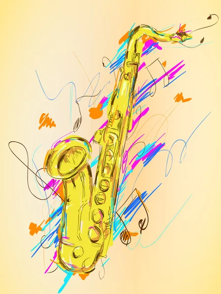 Saxofone Pintura — Vetor de Stock