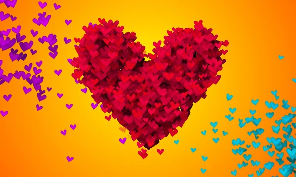 Coração de partículas de amor vermelho — Stockfoto