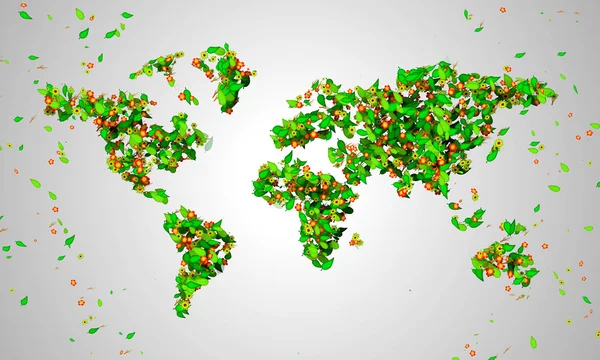 World Map leaves — Stock Photo, Image