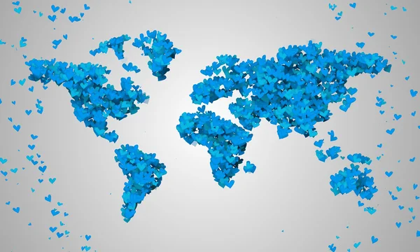 World Map Blue Love — Stock Photo, Image