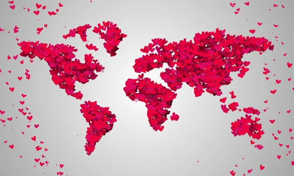 World Map Red Love — Stok fotoğraf