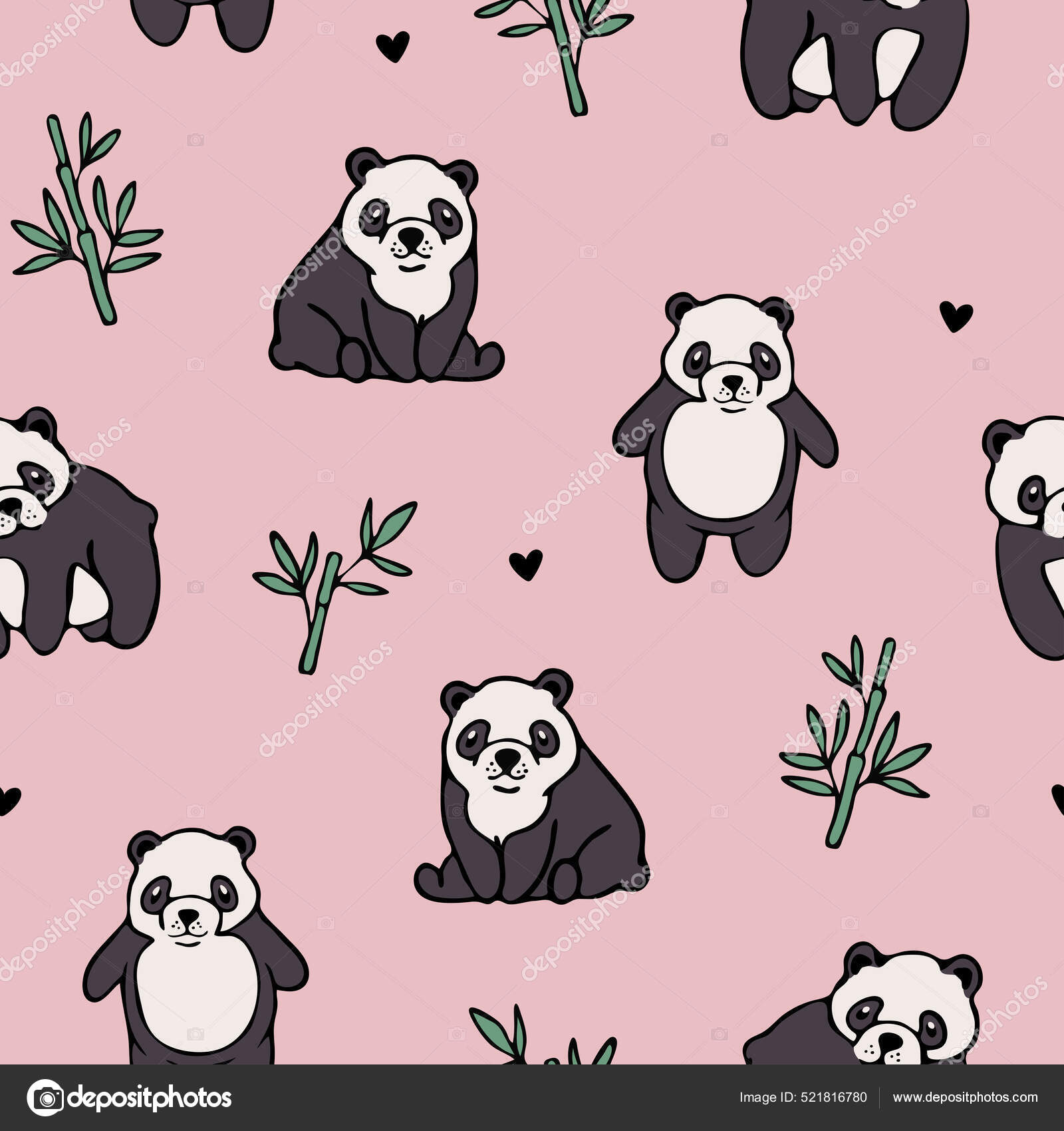 Padrão bonito Panda sem costura, fundo: vetor stock (livre de direitos)  1013401669, Shutterstock