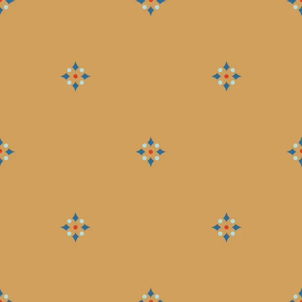 Бесшовный Векторный Узор Простым Геометрическим Цветком Жёлтом Фоне Винтажная Цветочная — стоковый вектор