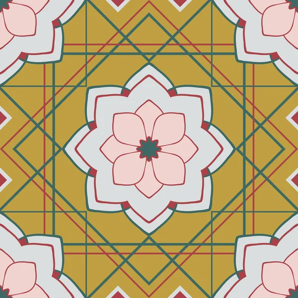 Patrón Vectorial Sin Costuras Con Azulejo Pared Floral Sobre Fondo — Archivo Imágenes Vectoriales