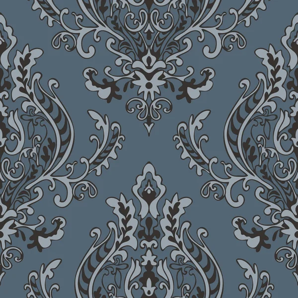 Бесшовный Векторный Узор Викторианским Дизайном Обоев Синем Фоне Роскошная Настенная — стоковый вектор