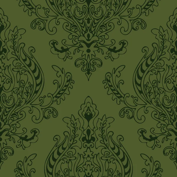 Бесшовный Векторный Рисунок Роскошными Винтажными Королевскими Обоями Зеленом Фоне Викторианский — стоковый вектор