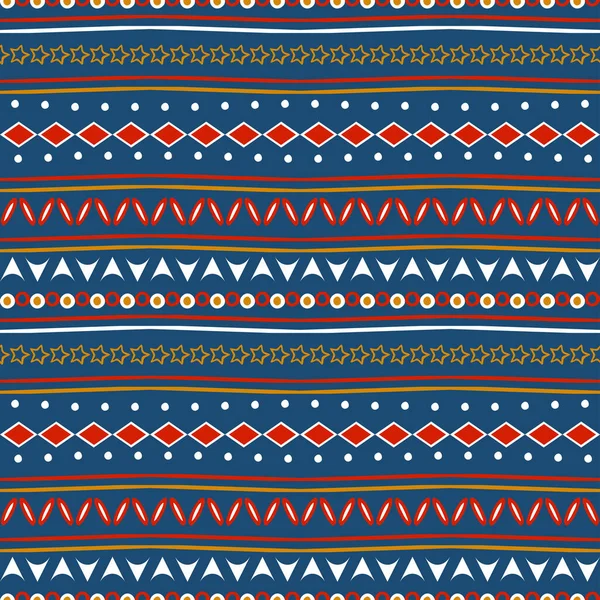 Patrón Vectorial Sin Costuras Con Textura Tribal Sobre Fondo Azul — Archivo Imágenes Vectoriales