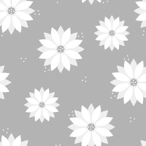 Nahtloses Vektormuster Mit Weißem Gänseblümchen Auf Grauem Hintergrund Modernes Florales — Stockvektor