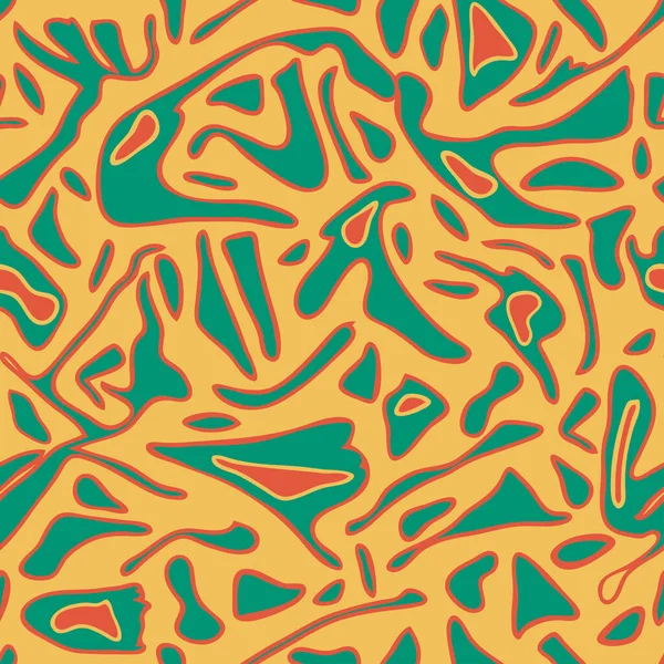 Бесшовный Векторный Рисунок Жидкой Текстурой Желтом Фоне Простой Волнистый Дизайн — стоковый вектор