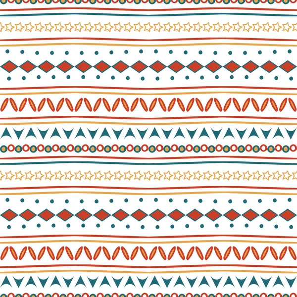 Бесшовный Векторный Рисунок Вышивкой Текстуры Белом Фоне Ацтекский Бохо Дизайн — стоковый вектор