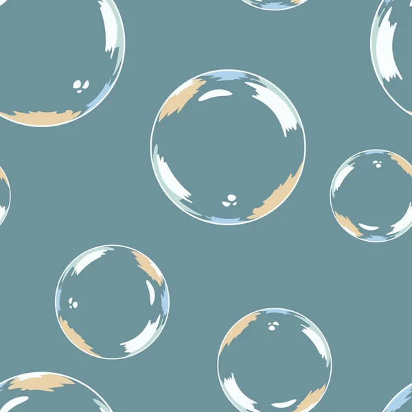 Seamless Vector Pattern Soap Bubble Pastel Blue Background Simple Hand — Vettoriale Stock