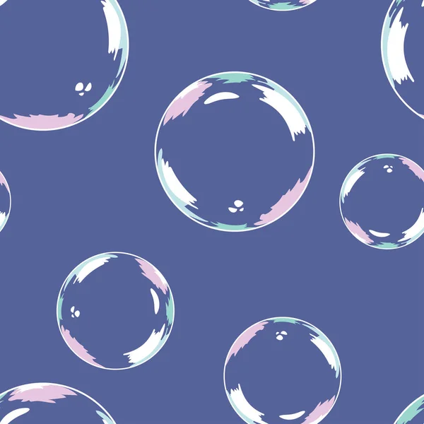 Motif Vectoriel Sans Couture Avec Bulles Savon Sur Fond Violet — Image vectorielle