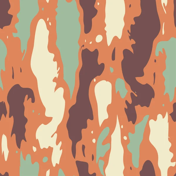 Naadloze Vector Patroon Met Verf Vlek Oranje Achtergrond Eenvoudige Camouflage — Stockvector