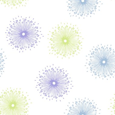 Beyaz arka planda çiçek patlaması olan kusursuz vektör deseni. Basit bir havai fişek duvar kağıdı tasarımı. Dekoratif modern moda tekstil dokusu.