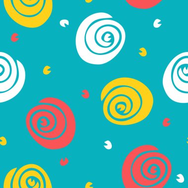 Artistik yaz mevsiminde mavi arka planda kusursuz vektör deseni. Basit bir çiçek bukleli duvar kağıdı tasarımı. Dekoratif çiçek girdabı moda tekstil.