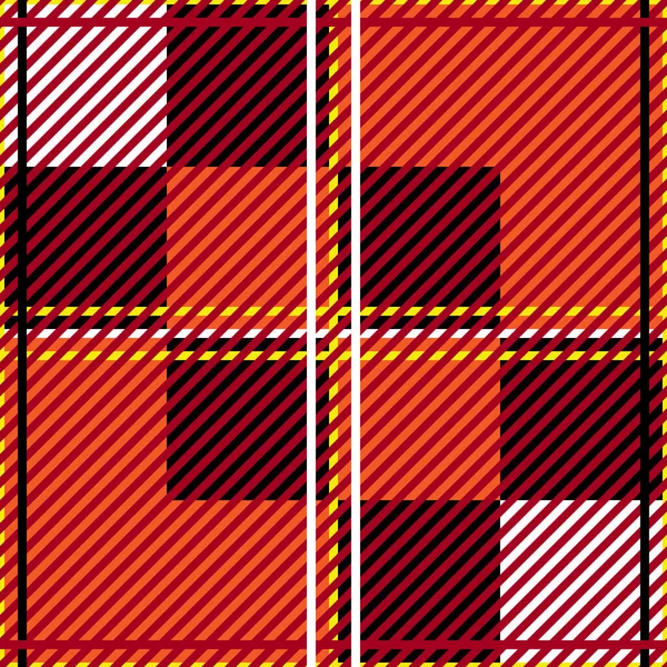 Seamless Vector Pattern Red Checkers Texture Orange Background Simple Tartan — Stockvector