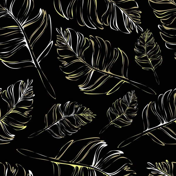 Seamless Vector Pattern Feather Texture Black Background Simple Home Decor — Stock vektor