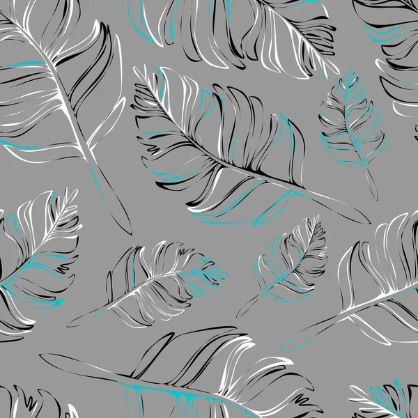 Seamless Vector Pattern Feather Texture Grey Background Simple Modern Home — Vettoriale Stock