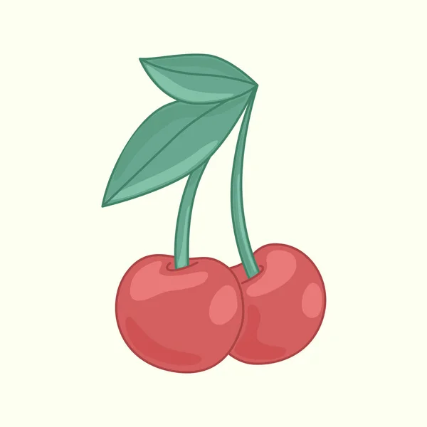 Ilustración vectorial de cereza en estilo de dibujos animados. Ilustración sobre un fondo claro. — Archivo Imágenes Vectoriales