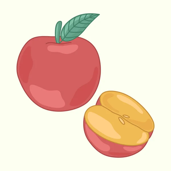 Wektor czerwone jabłko w stylu kreskówki na jasnym tle — Wektor stockowy