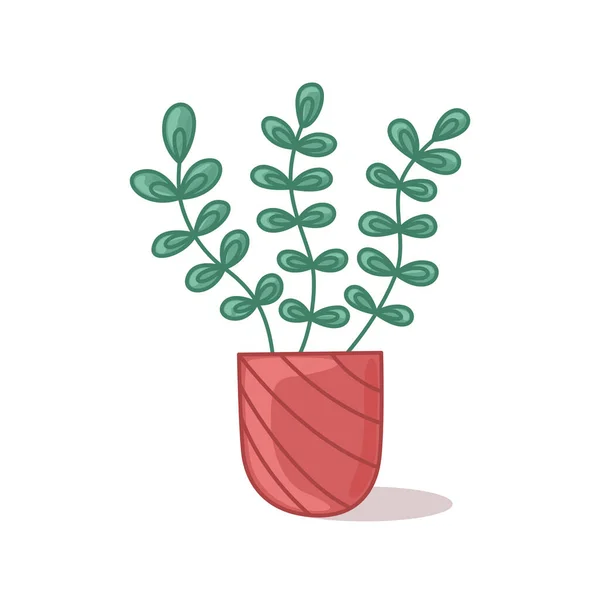 Plante d'intérieur en pot. Illustration vectorielle sur fond clair dans un style dessin animé avec une ombre. Impression florale pour impression — Image vectorielle