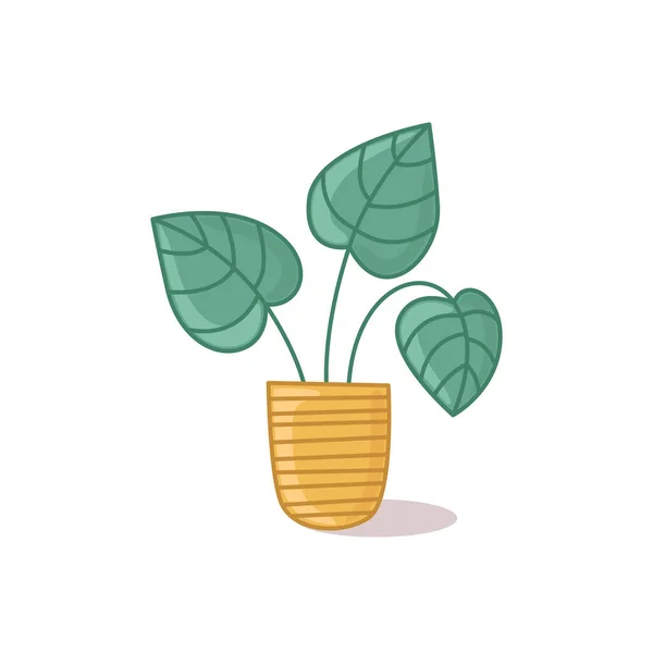 Doniczkowa roślina. Ilustracja wektorowa na jasnym tle w kreskówkowym stylu z cieniem. Druk kwiatowy do druku — Wektor stockowy