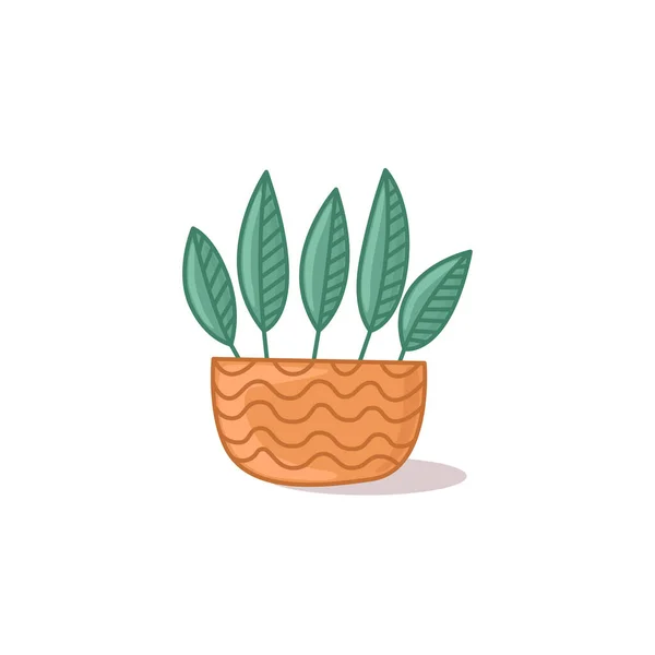 Planta de interior en maceta. Ilustración vectorial sobre fondo claro en estilo de dibujos animados con sombra. Impresión floral para imprimir — Vector de stock