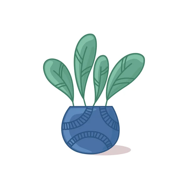 Doniczkowa roślina. Ilustracja wektorowa na jasnym tle w kreskówkowym stylu z cieniem. Druk kwiatowy do druku — Wektor stockowy