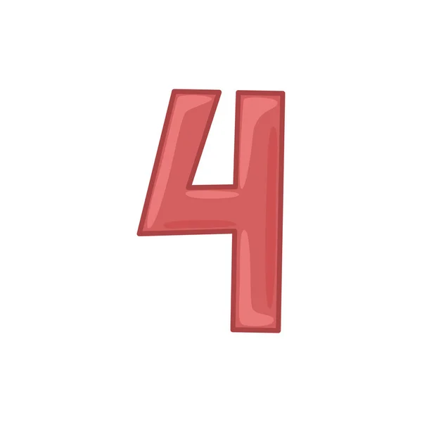 Arabská číslice je4. Vektorové číslo v kresleném stylu — Stockový vektor