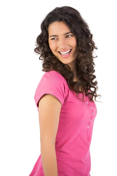 Mutlu koyu saçlı model poz — Stok fotoğraf