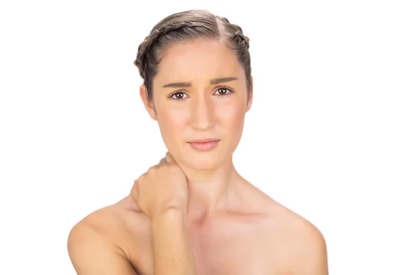 Gorgeous natural model suffering from painful neck — Stock Photo, Image