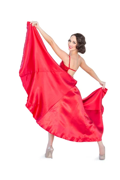 Smiling gorgeous woman dancing flamenco — Stock Photo, Image