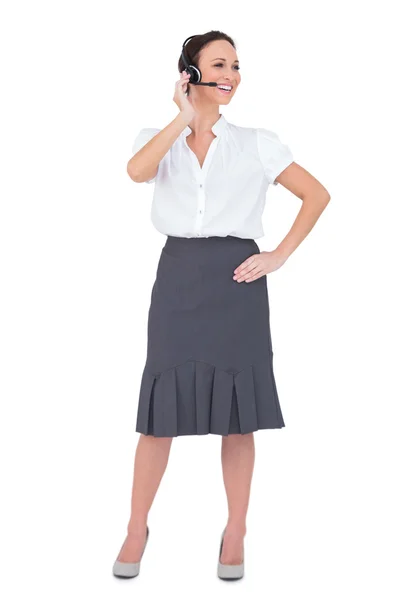 Cheerful smart call center agent working — Stock Photo, Image