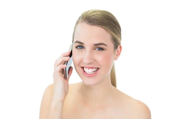 Happy attractive blonde on the phone — Stock Photo, Image