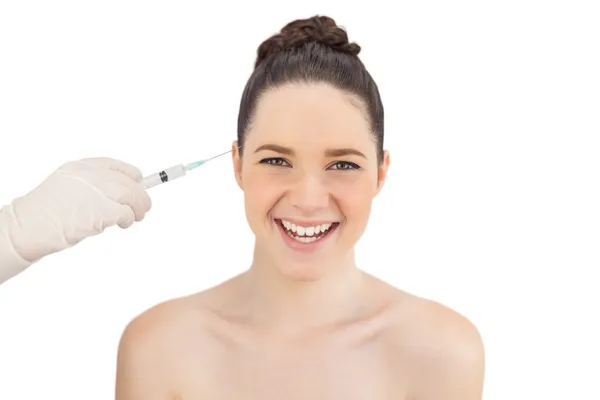 Vrolijke natuurlijke model met injectie — Stockfoto