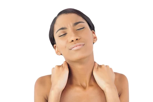 Prachtige vrouw lijden aan pijnlijke nek — Stockfoto