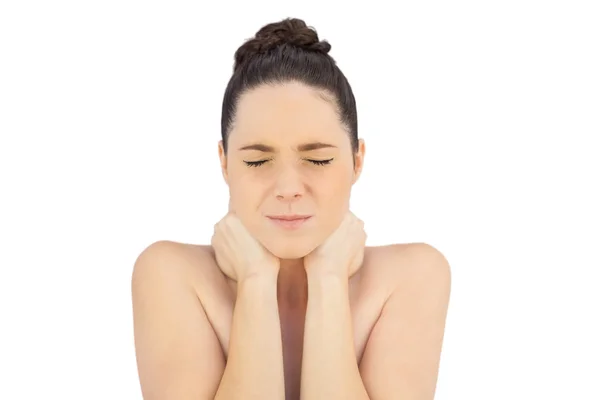 Natural model suffering from painful neck — Stock Photo, Image