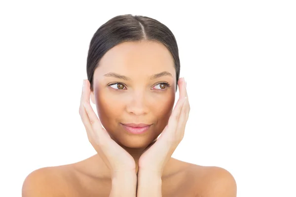 Peaceful gorgeous brunette looking away posing — Stock Photo, Image