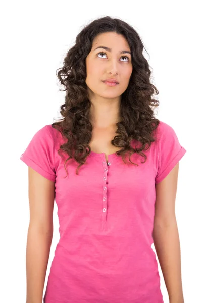 Thoughtful brown haired woman posing — Stock Photo, Image