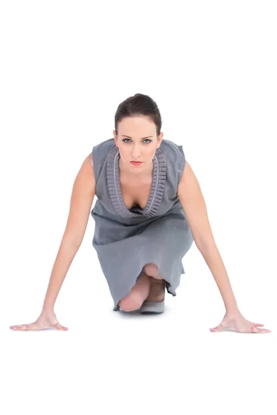 Grave splendida donna pronta per la partenza — Foto Stock