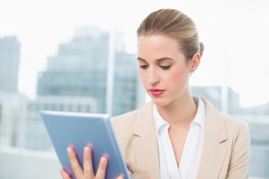 onun tablet kullanarak cazip iş kadını odaklı